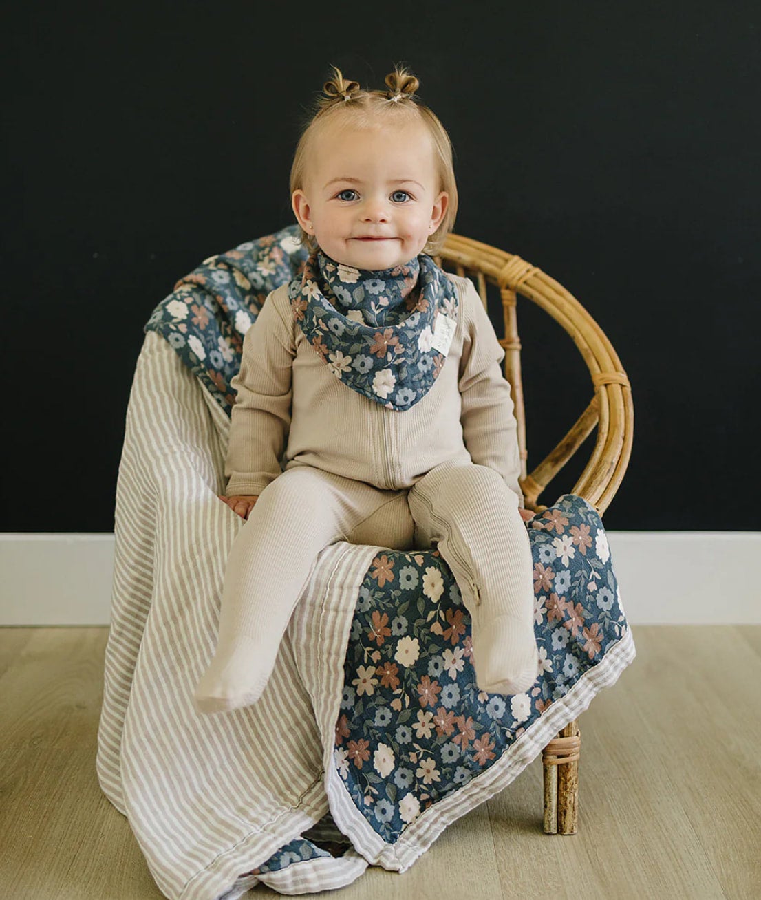 Mebie Baby Midnight Floral Muslin Bib Bliss Bubs Boutique